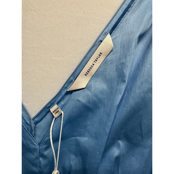 Rebecca Taylor Smocked Cotton Mini Dress Blue Size M NWT - Picture 9 of 14